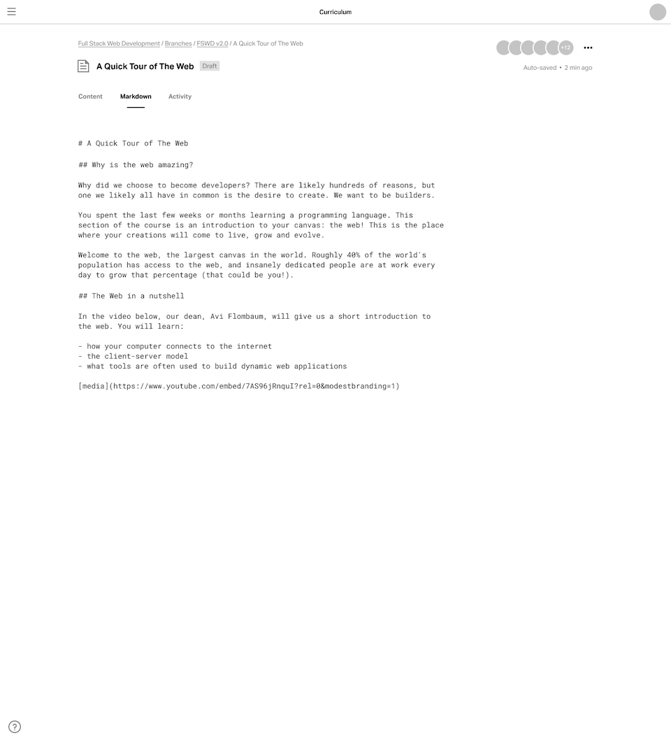 Curriculum structure view