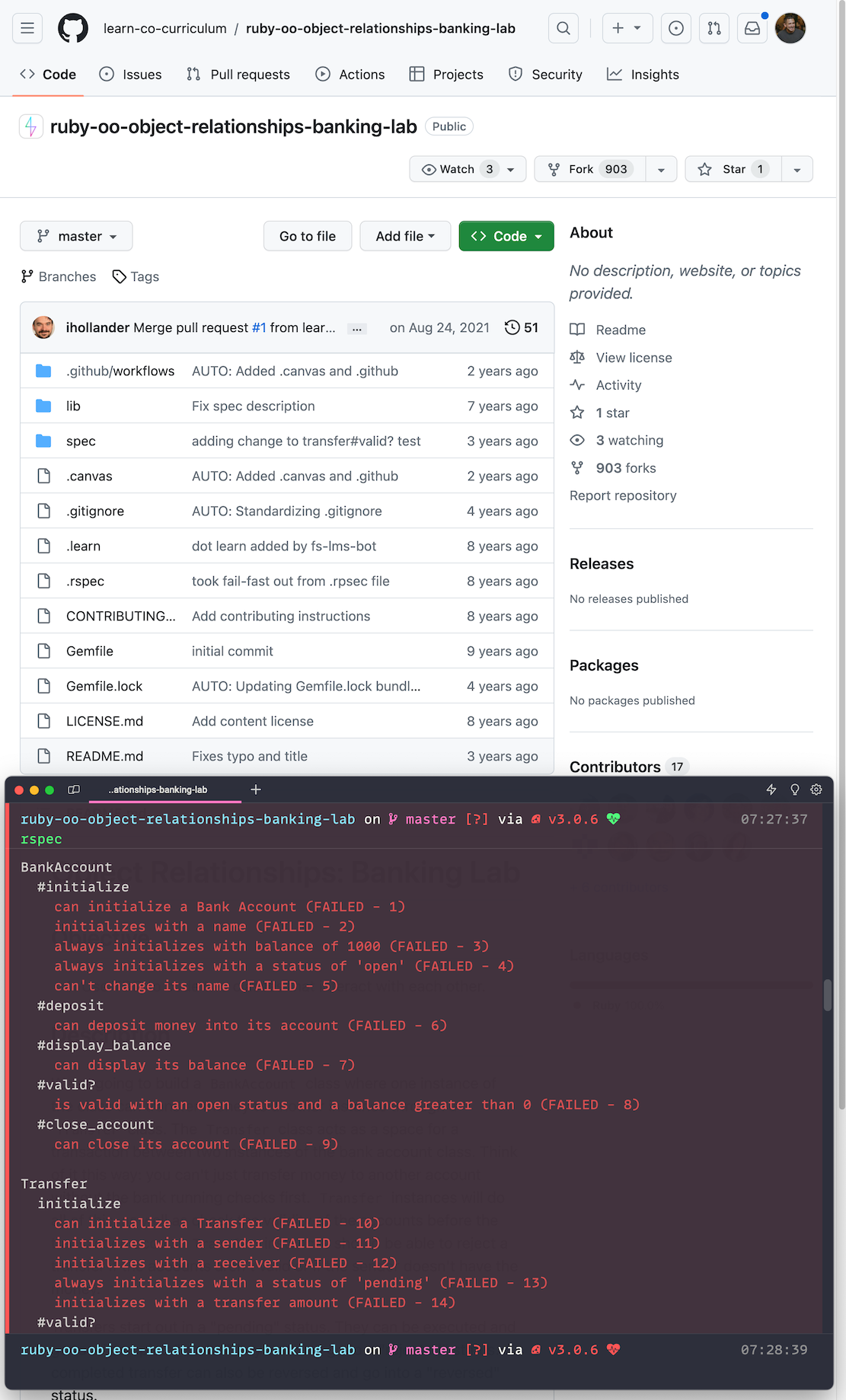 Test Driven Learning interface